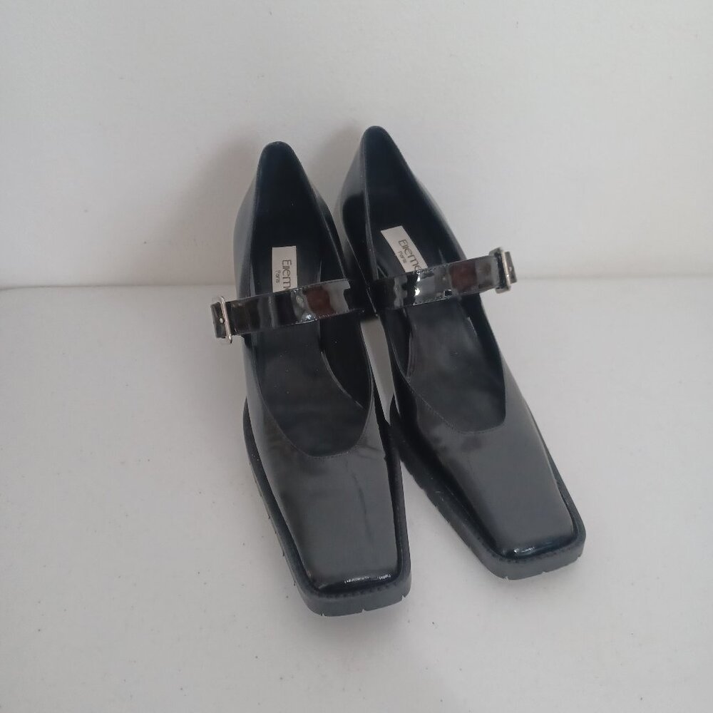 ELLEME Women’s  Mary Jane Block Heel Patent Black Size 37 US 6.5 NWOB